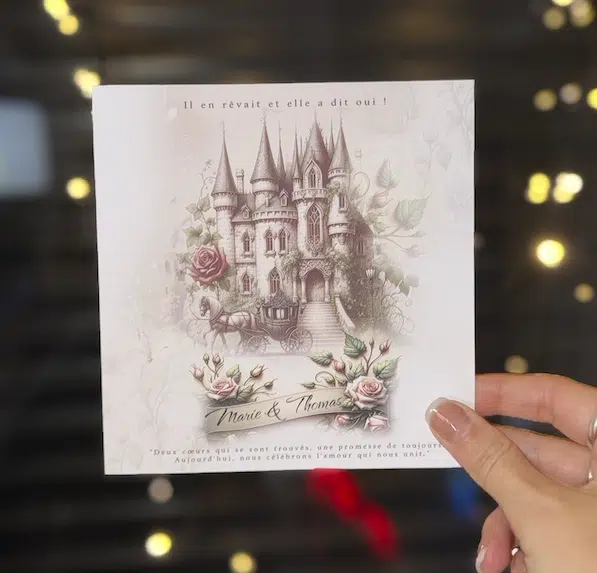 N°66-  Faire-part Belle et la bête chateau invitation parchemin