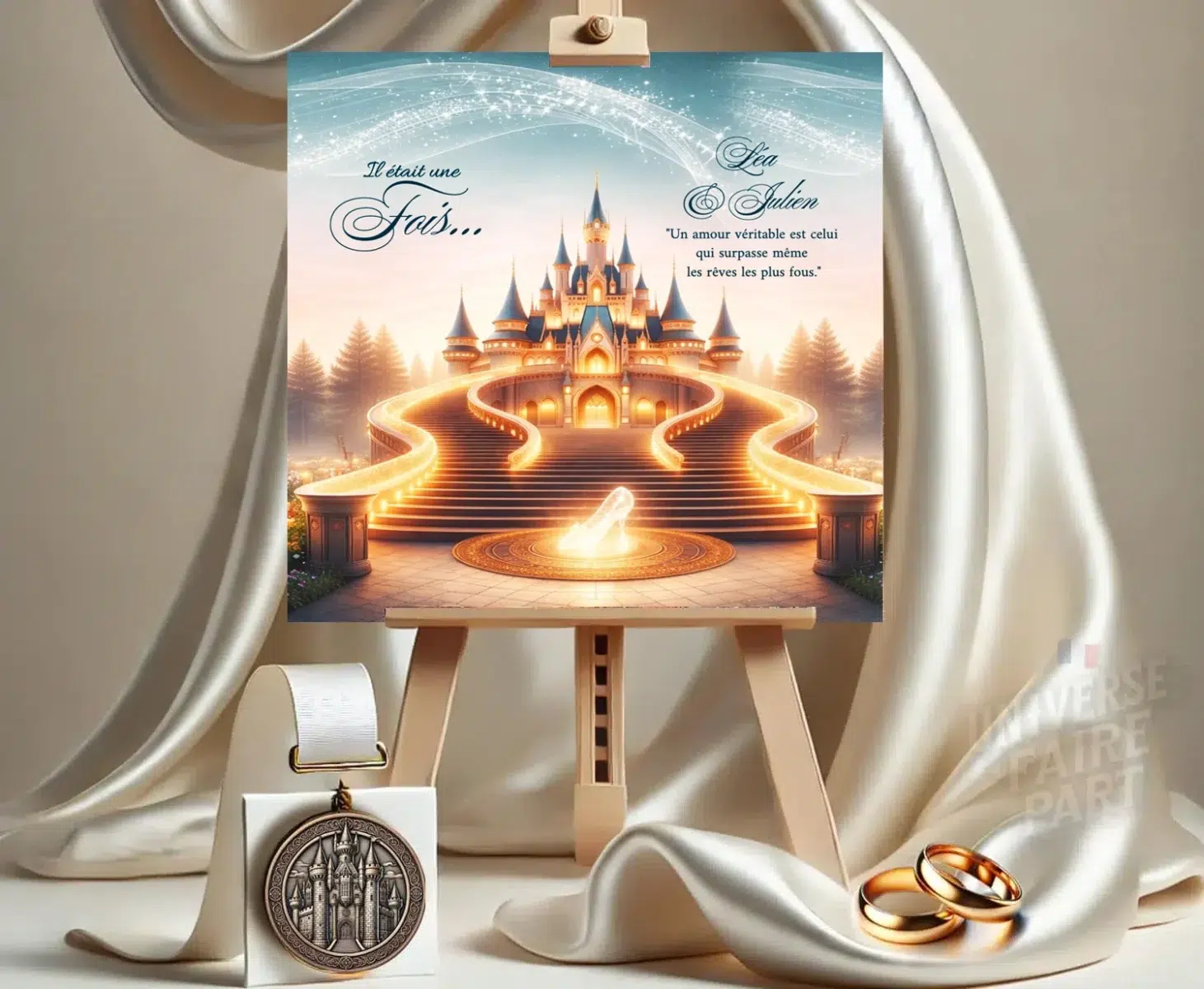 N°82 – Magique chateau Faire-part Cendrillon Pantoufle de verre