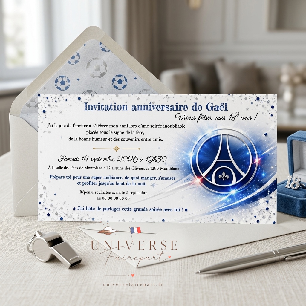 N°429 Faire-part anniversaries tickets foot PSG paris