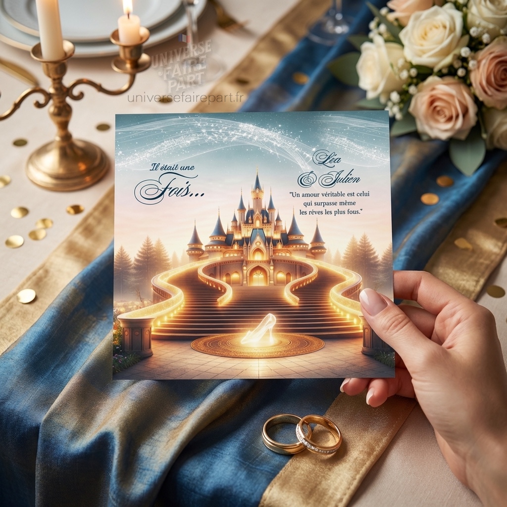 N°82 – Magique chateau Faire-part Cendrillon Pantoufle de verre