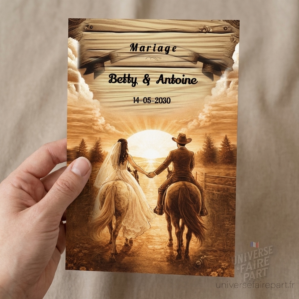 N°226 – Faire-part Cow-boy Mariage Country