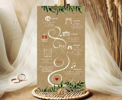 N°193-Faire-part Mariage fleurit kraft