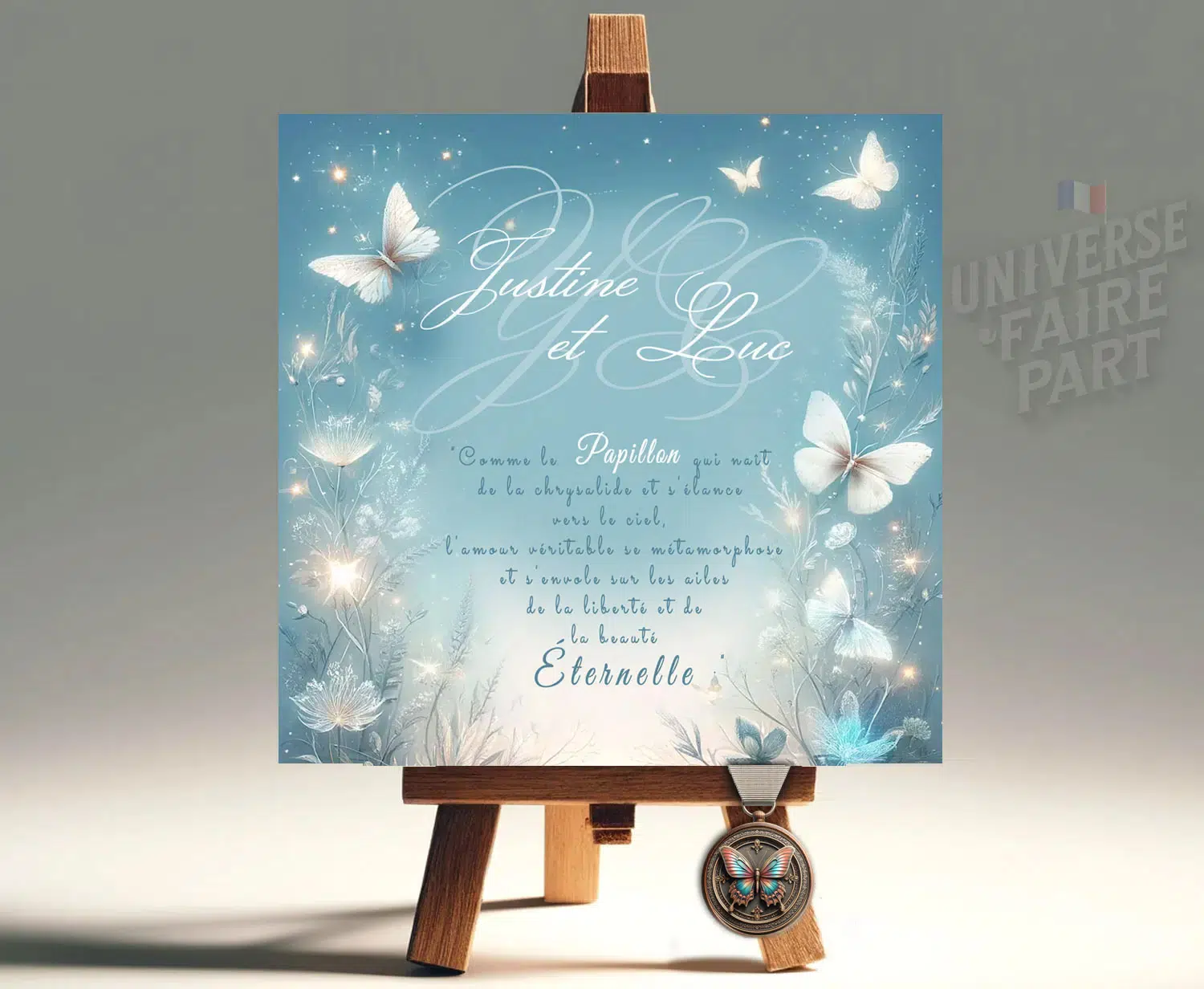 N°211 - Faire-part Romance Papillons bleu