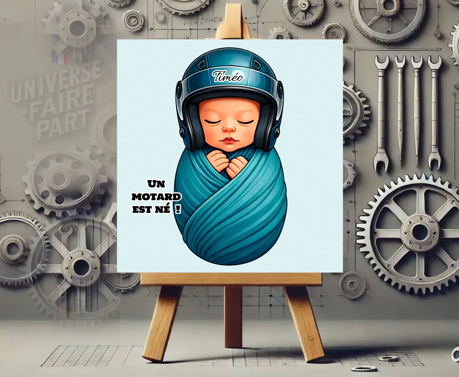 N°305 – Faire-part bĂ©bĂ© motard naissance Garçon