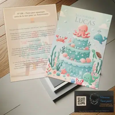 N°108 - Faire-part aquatique amis de la mer pour un Anniversaire