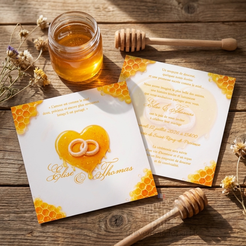 N°353 Faire-part mariage douceur & miel