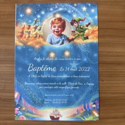 N°327- Faire-part Peter Pan aux pays imaginaire