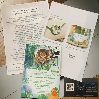 N°121 - Faire-part Original jungle animaux baptême