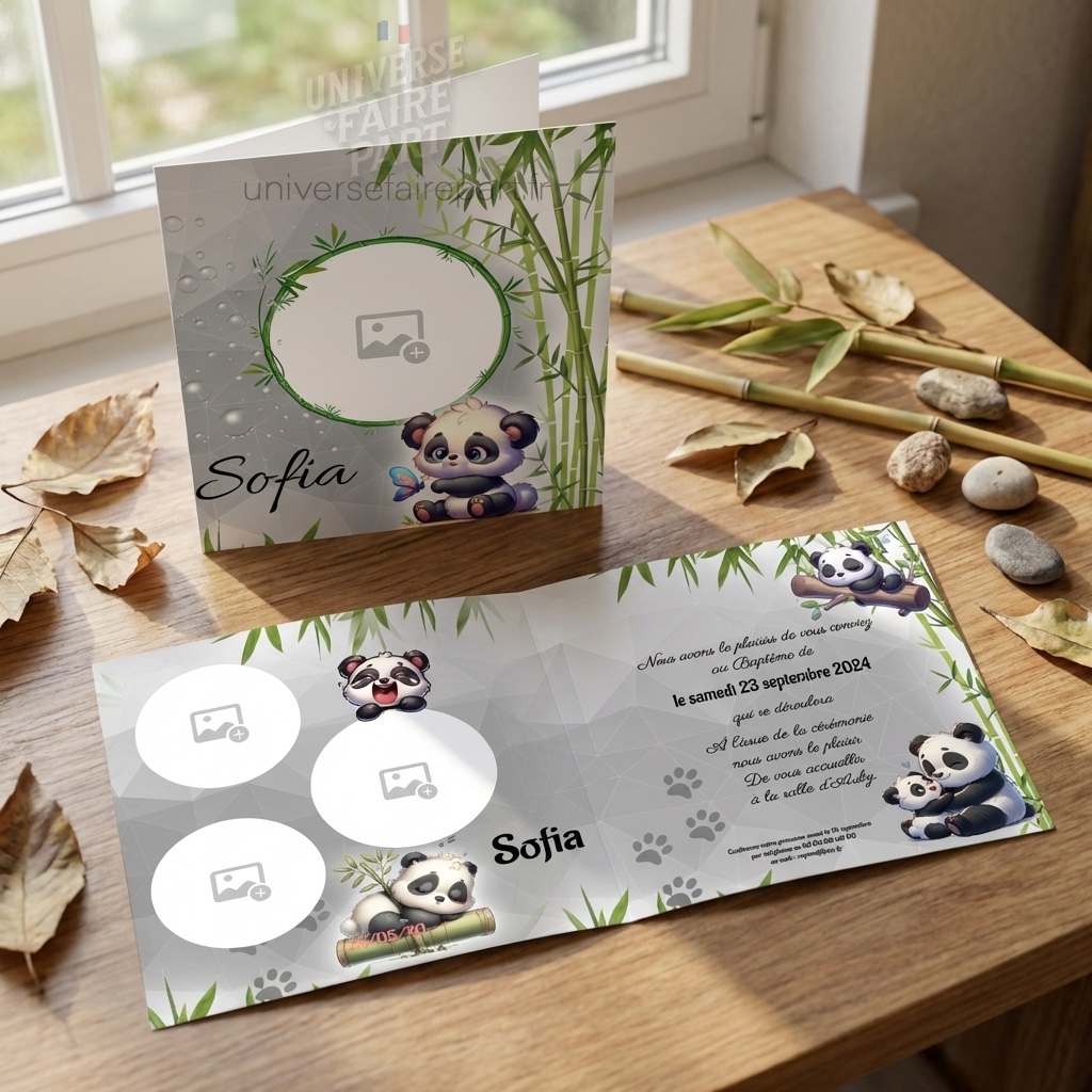 N°302 - Faire-part Panda bambou bébé