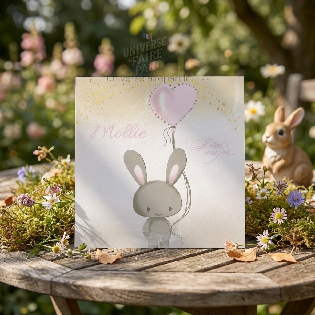 N°398 –  Faire-part petit Lapin et coeur