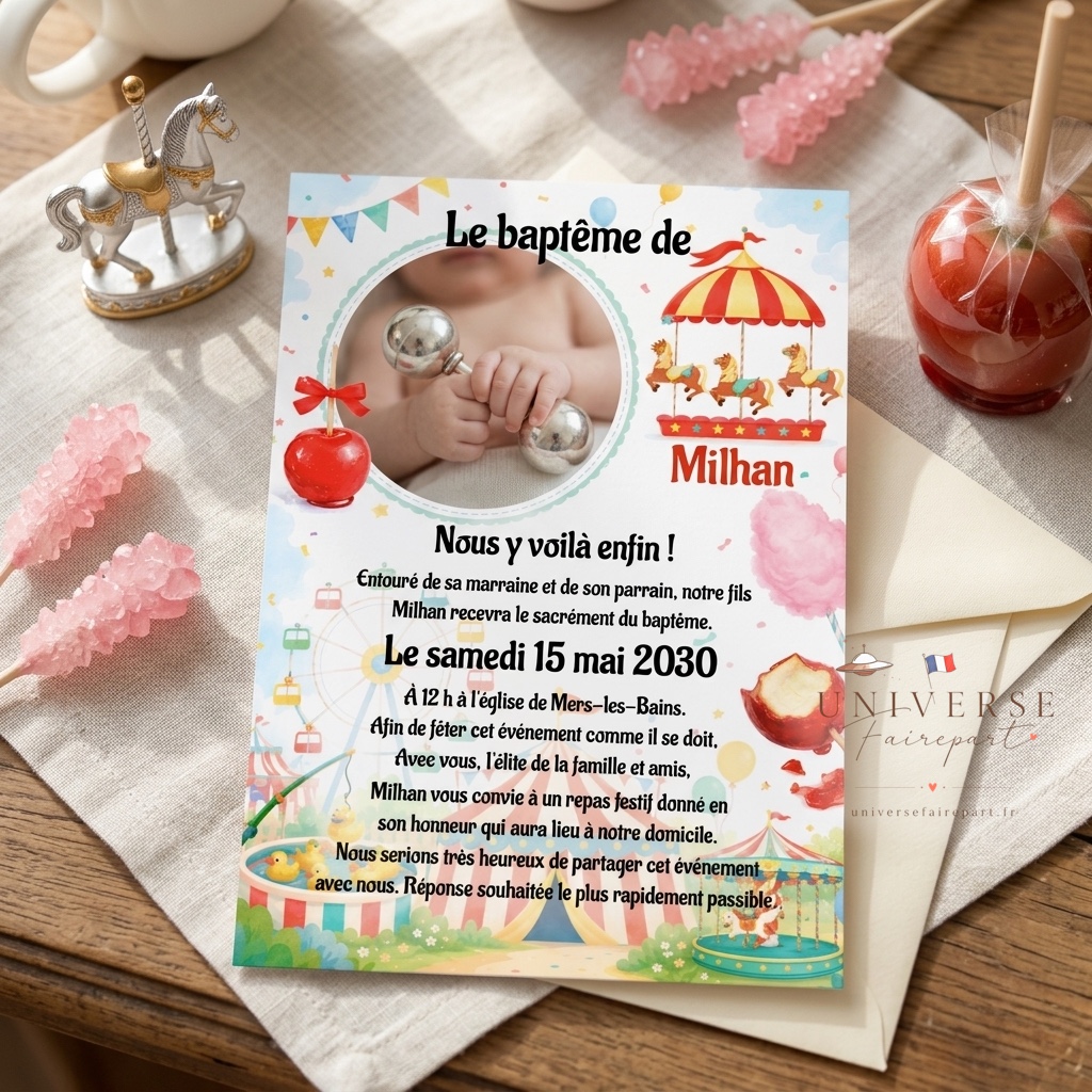 N°154  Faire-part invitation voyage à la fête foraine