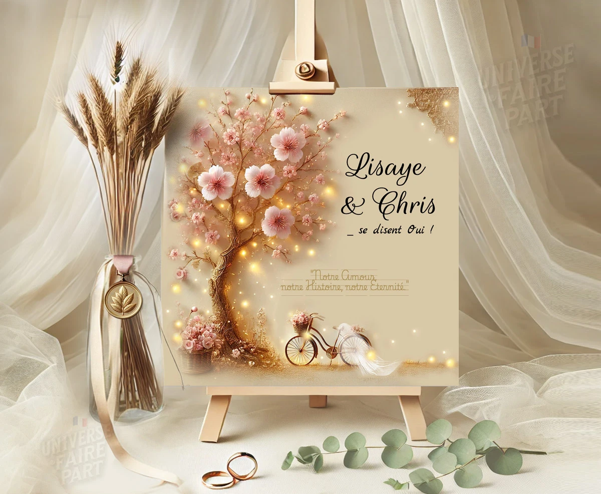 N°183 - Faire-part Mariage arbre Cerisier Romantique