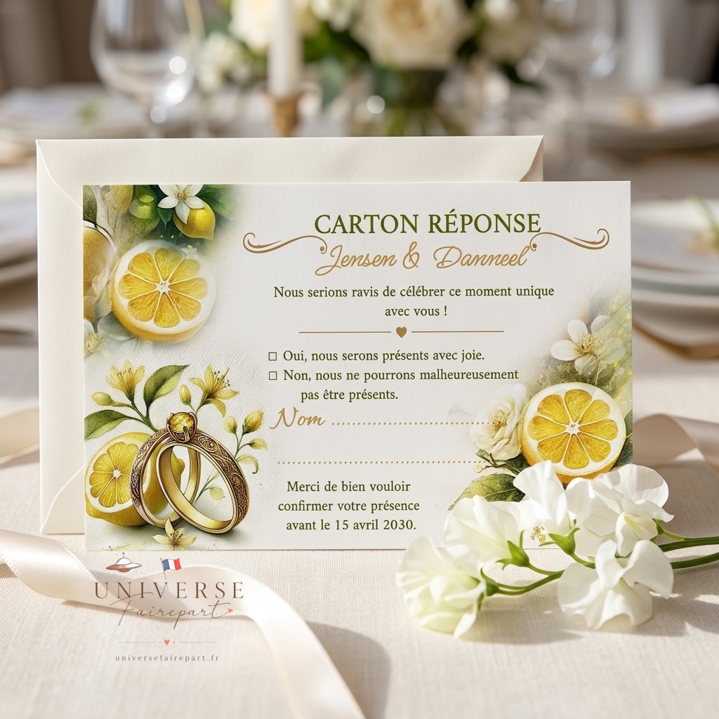 N°187.1 Carton réponse Mariage Citron sucré