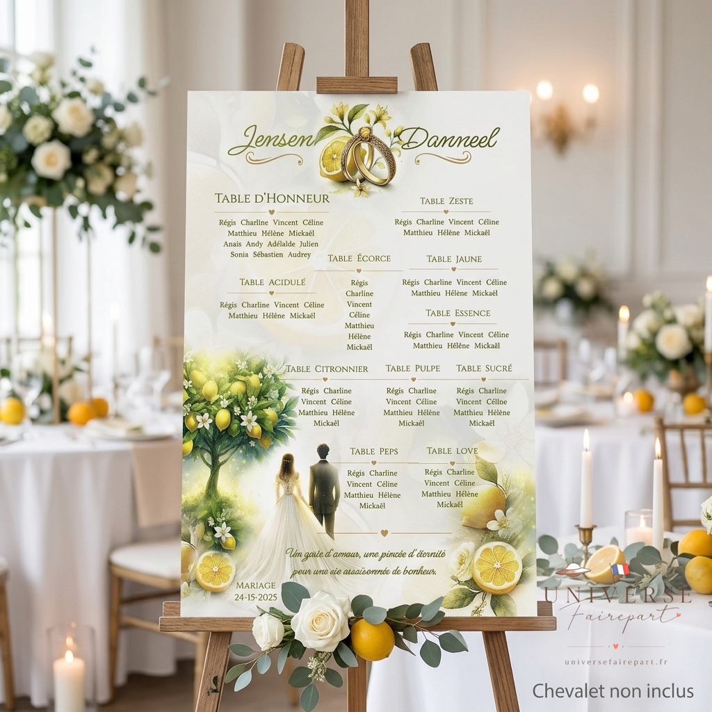 N°187.7  Plan de table Mariage Citron sucré