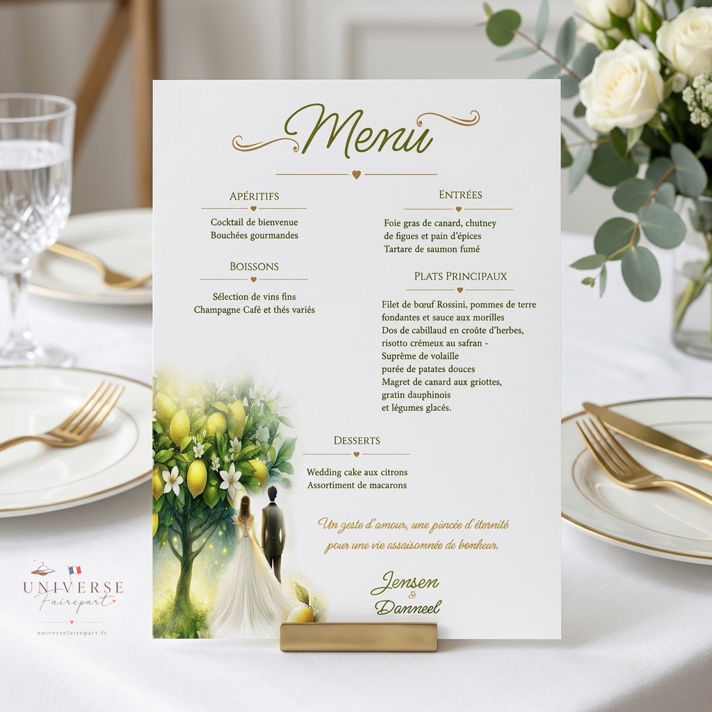 N°187.6  Menu Mariage Citron sucré