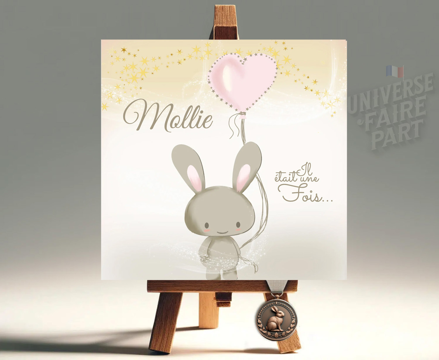 N°398 - Faire-part petit Lapin et coeur Unisexe