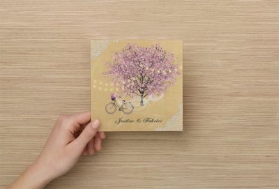 N°183 - Faire-part Mariage arbre Cerisier Romantique sur Kraft – Image 3