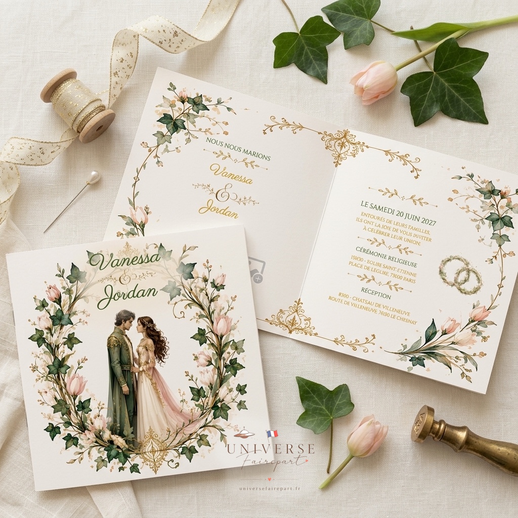 N°224 Faire-part mariage Éclats d&rsquo;Amour royal