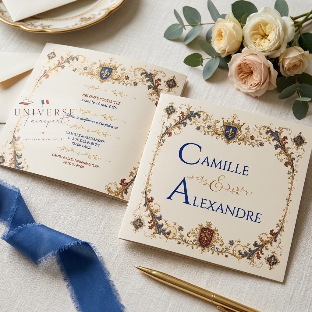 N°379 Faire-part mariage Enluminure royal