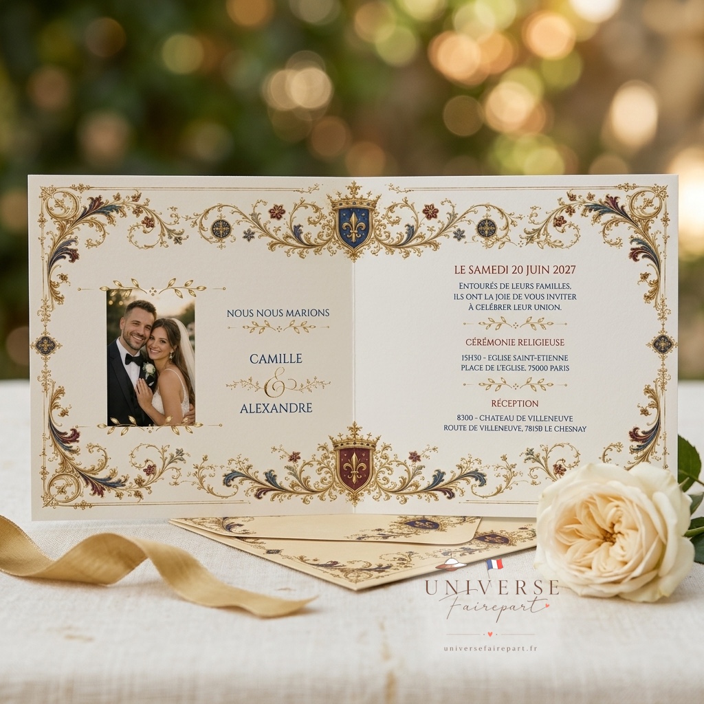 N°379 Faire-part mariage Enluminure royal