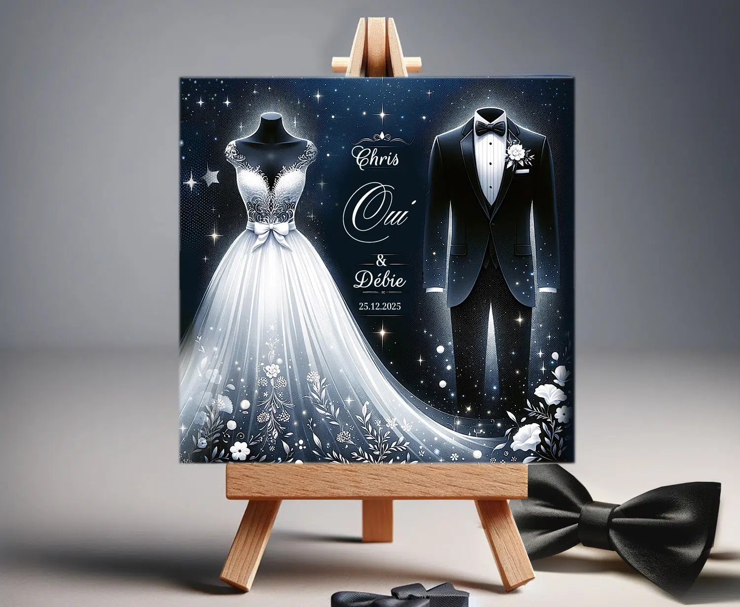 N°220-Faire-part Harmonie Nuptiale Bleu nuit étoilé