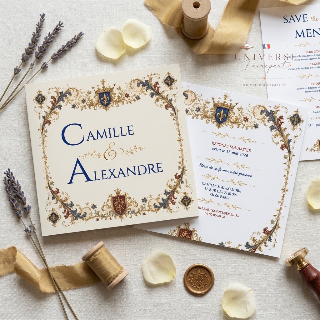 N°379 Faire-part mariage Enluminure royal