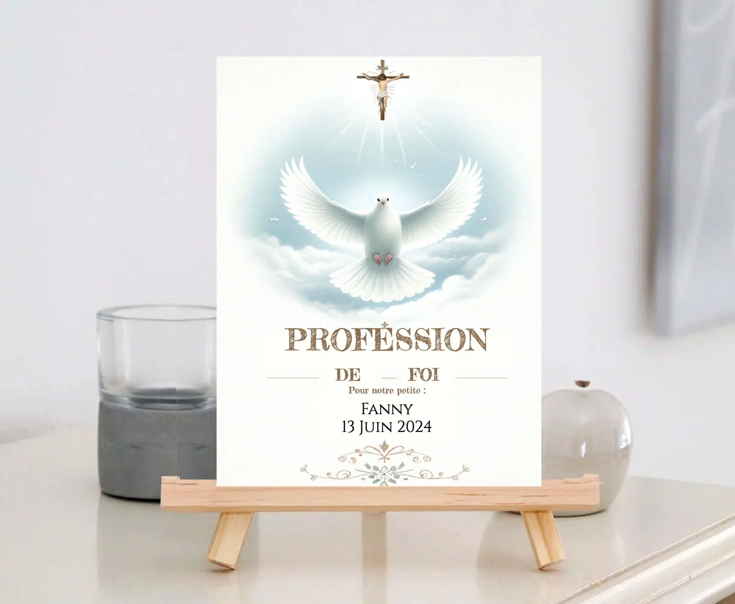 N°63 - Ange et plume Faire-part  Profession de Foi  un ange