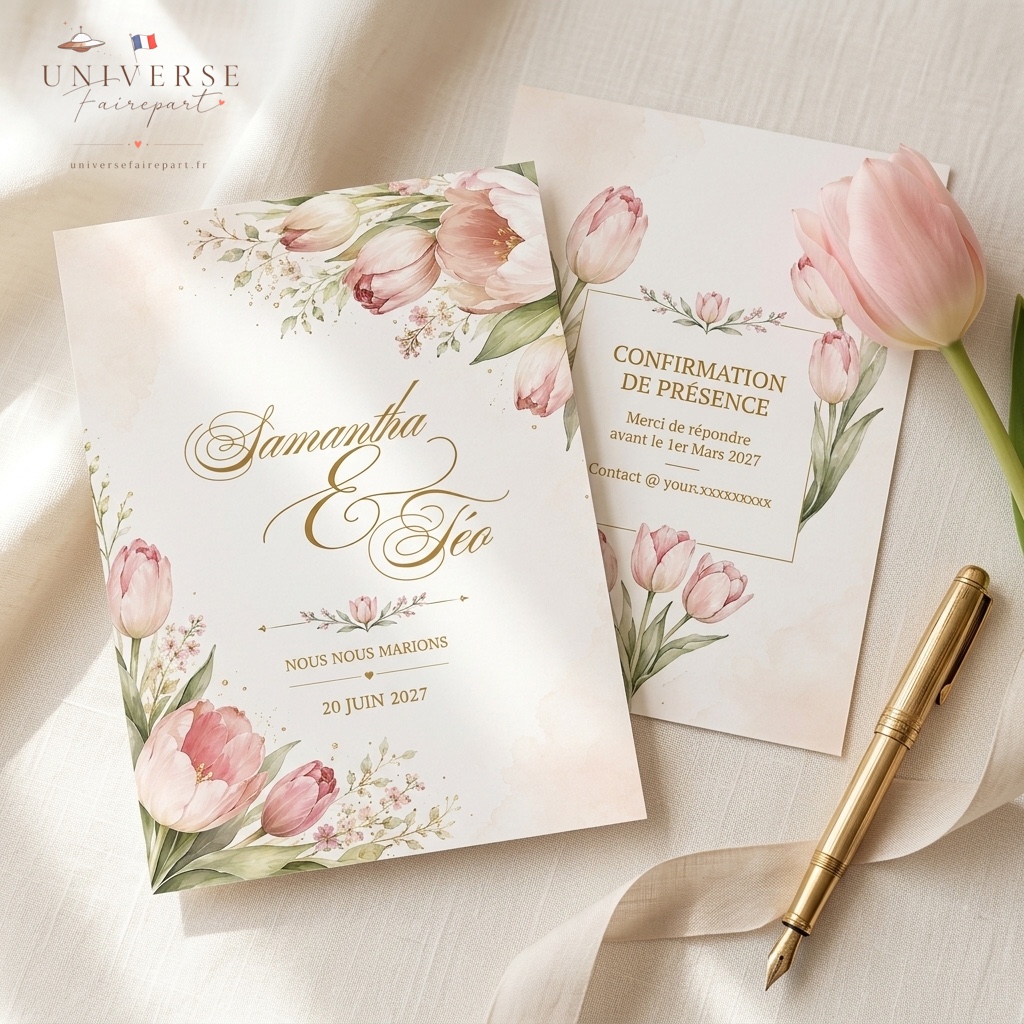 N°276 Faire-part mariage douceur de Tulipes