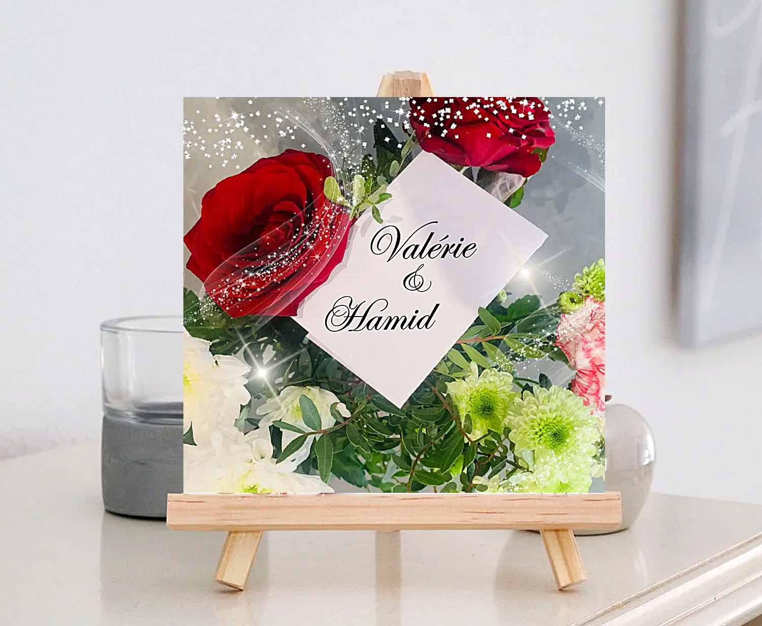 Faire-part mariage original fleurs de lys noir sur fond papier kraft - Joli faire  part
