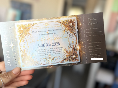 N°297 - Faire-part Pass Magique Invitation VIP Mariage château