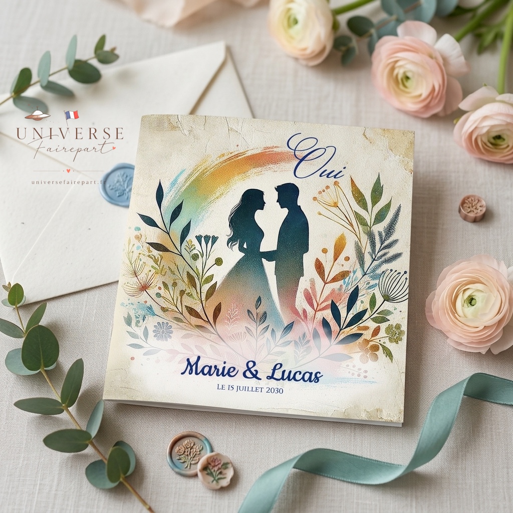 N°258 Faire-part mariage fresque colorée