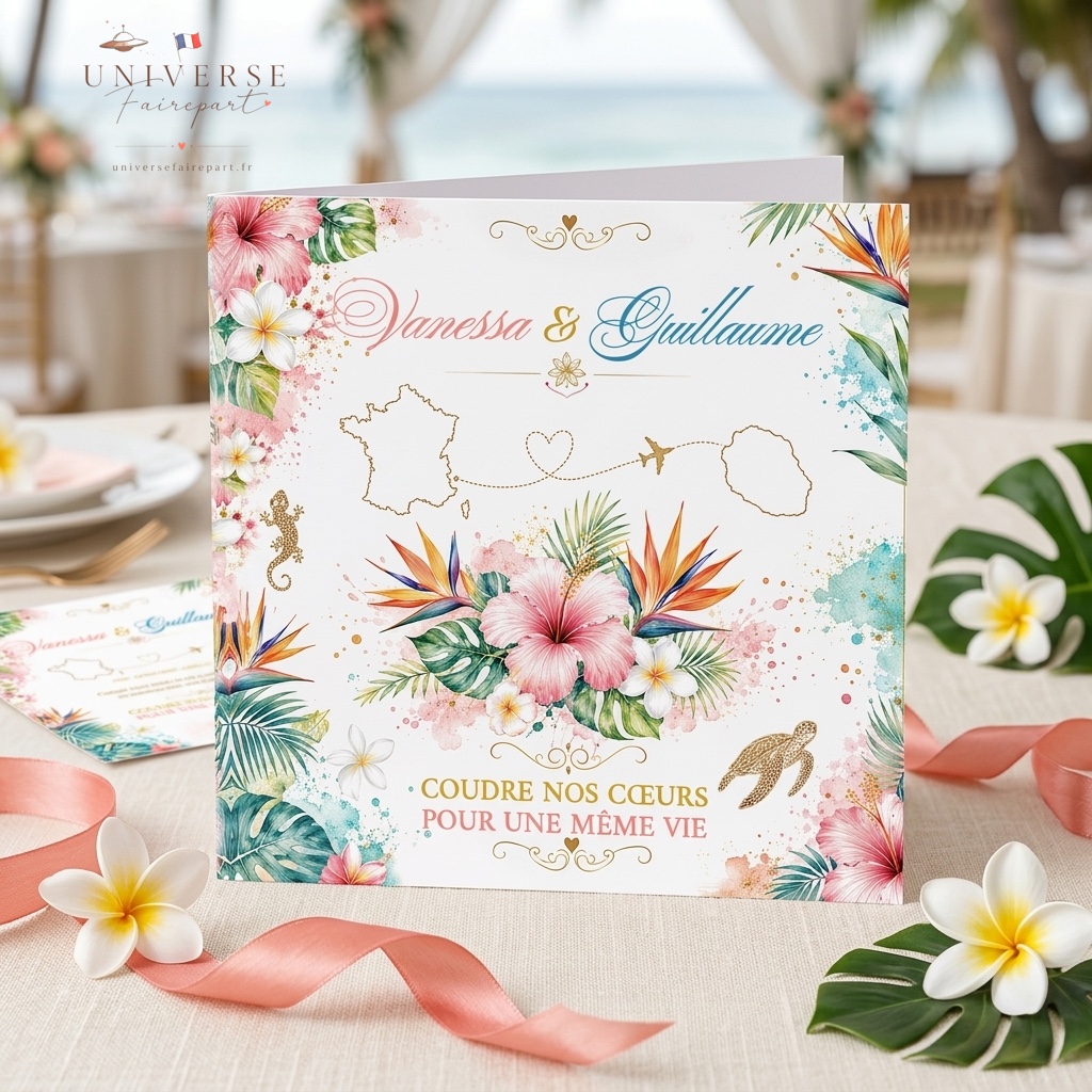 N°261 Faire-part Mariage Tropical France Réunion