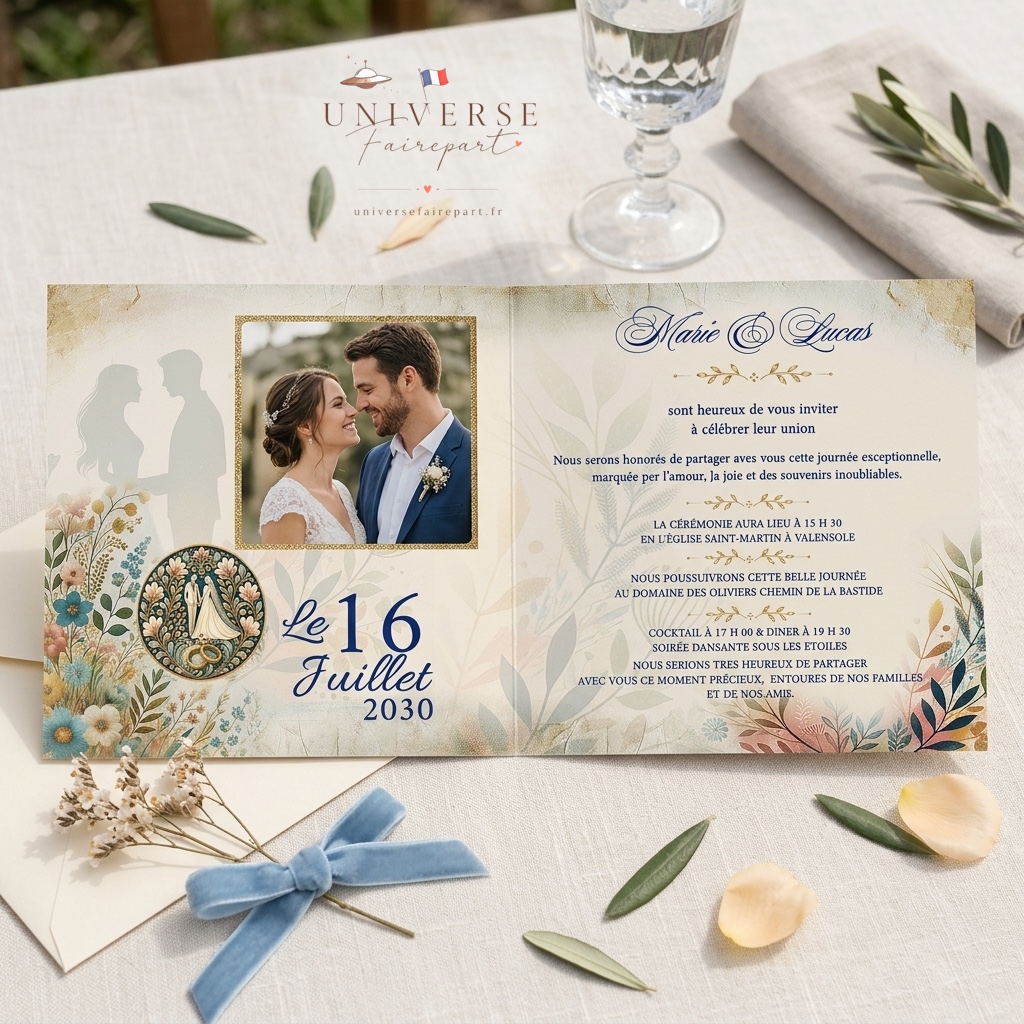 N°258 Faire-part mariage fresque colorée