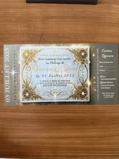N°297 - Faire-part Pass Magique Invitation VIP Mariage château