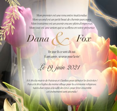 N°276 - Faire-part  tulipes violettes et orange – Image 4