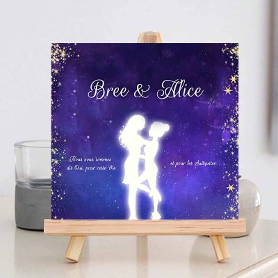 N°27- Romantique Étoilés Faire-part violet nuit étoilés - couple gay
