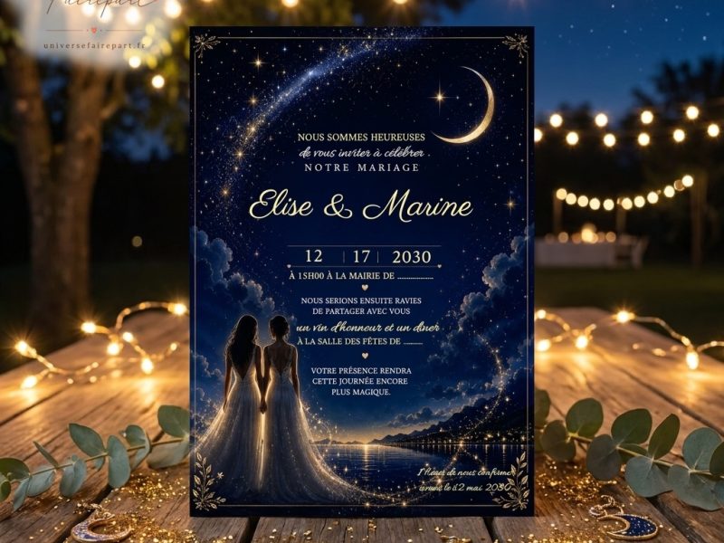 N°27 Faire-part  nuit étoilés couple gay a5