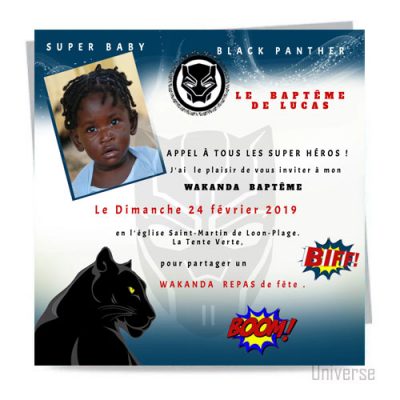 N°284 - Faire-part Original invitation WAKANDA FOREVER Blackpanther  super héros – Image 3