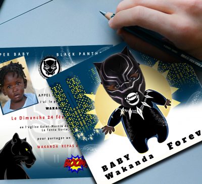 N°284 - Faire-part Original invitation WAKANDA FOREVER Blackpanther  super héros – Image 4