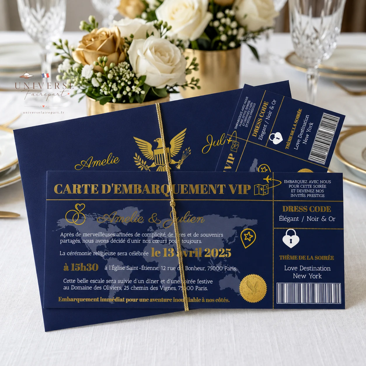 N°437 Faire-part Cartes d'embarquement pour mariage