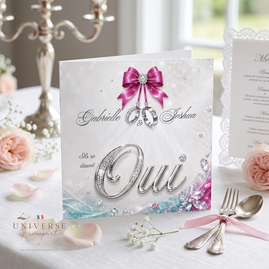 N°451 faire-part camaïeu bleu turquoise et rose glams