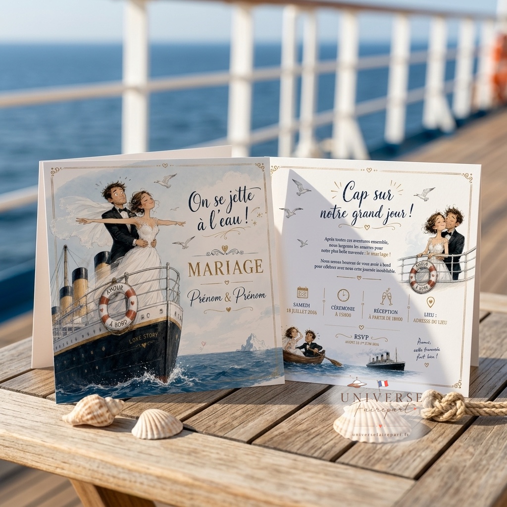 N°531 Faire-part mariage humoristique Titanic