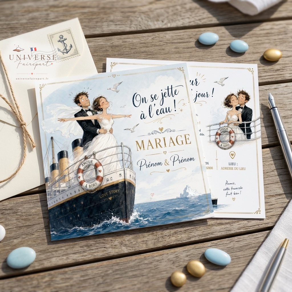 N°531 Faire-part mariage humoristique Titanic