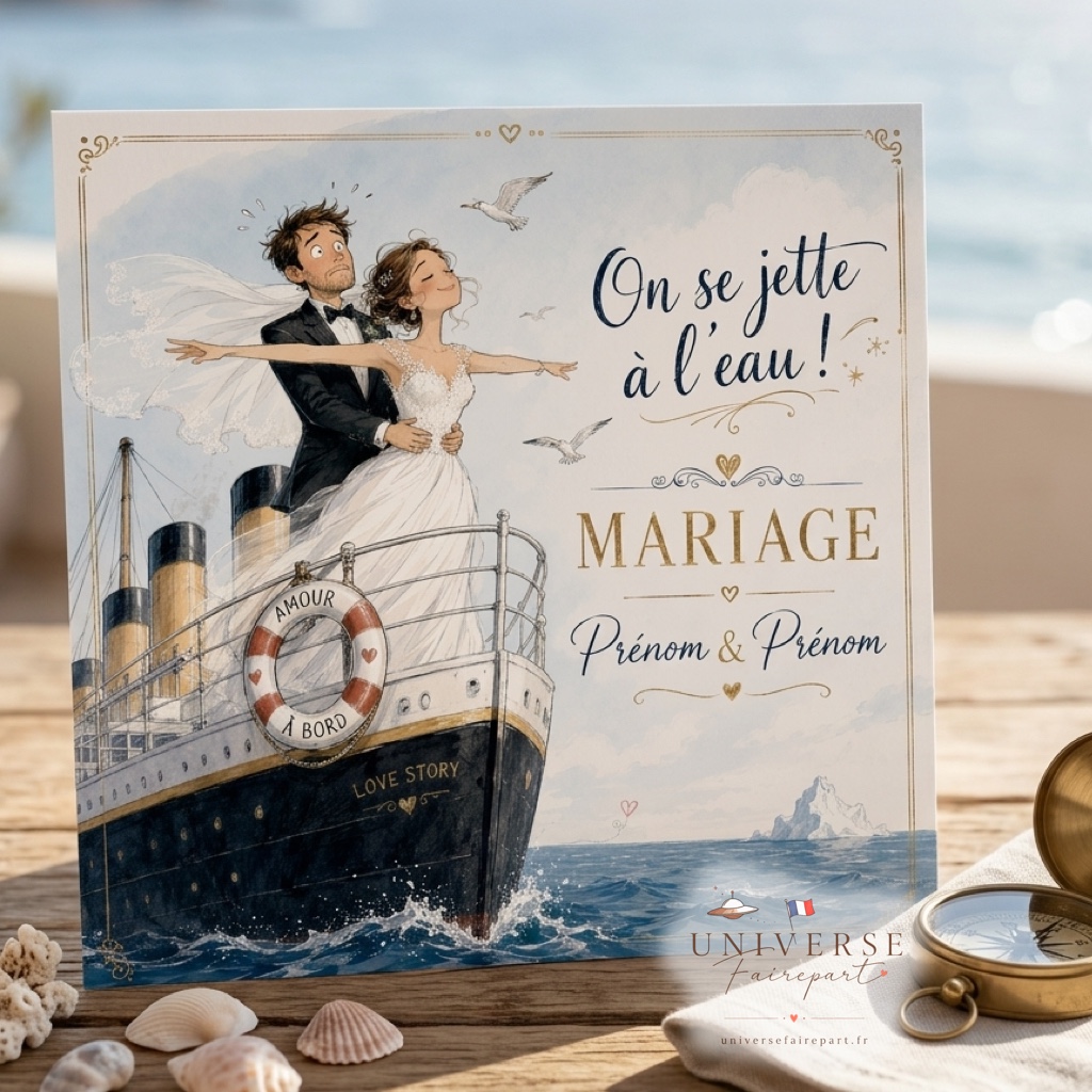 N°531 Faire-part mariage humoristique Titanic