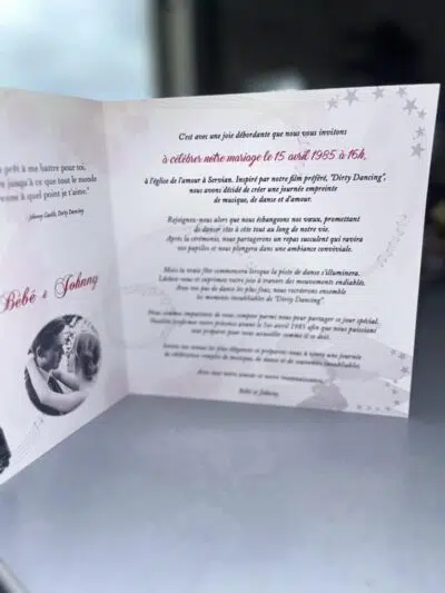 N°530 -  Faire-part invitation mariage ou autre évènement, Dirty Dancing – Image 3