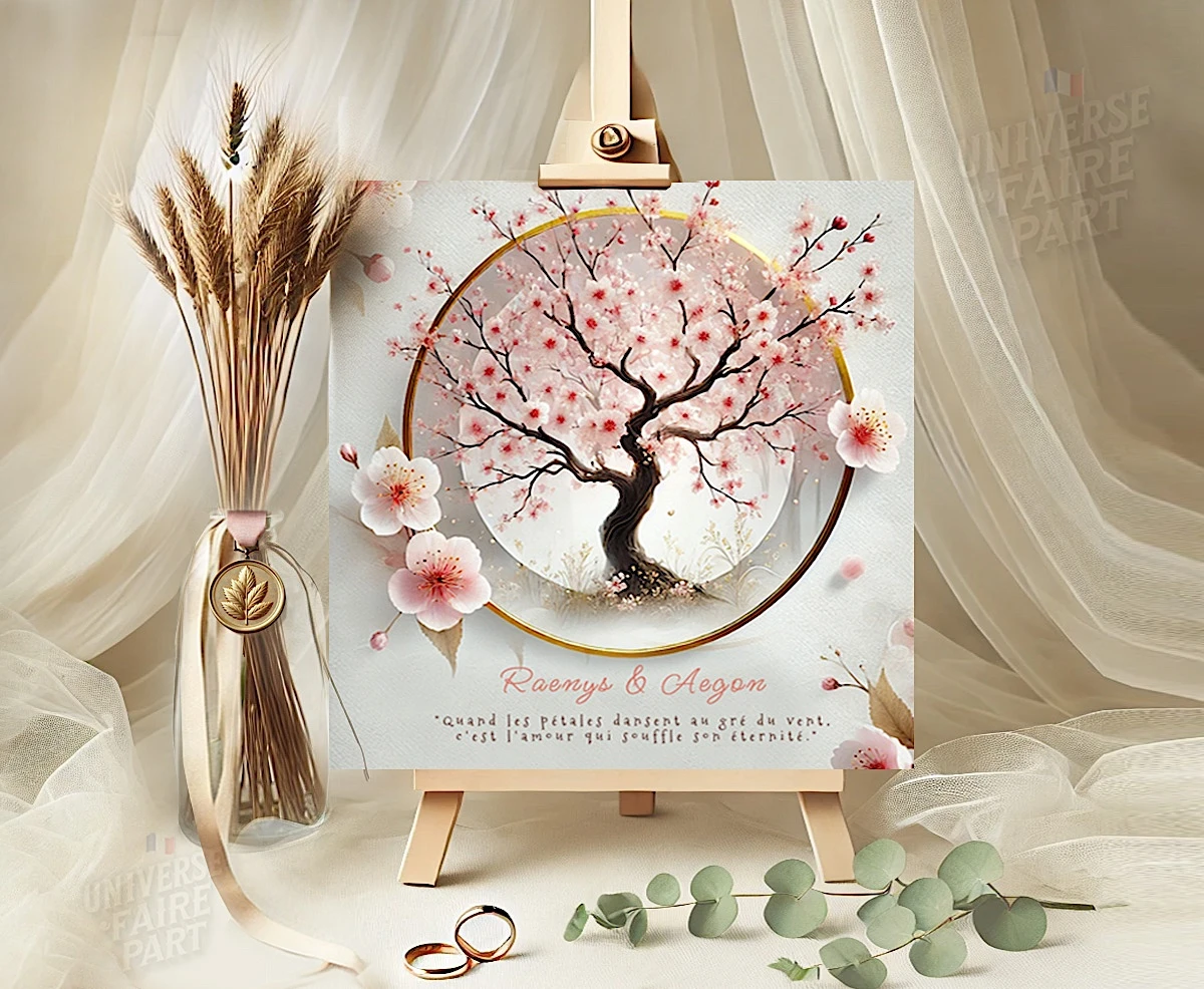 N°536- Faire-part de Mariage Sakura Arbre cerisier