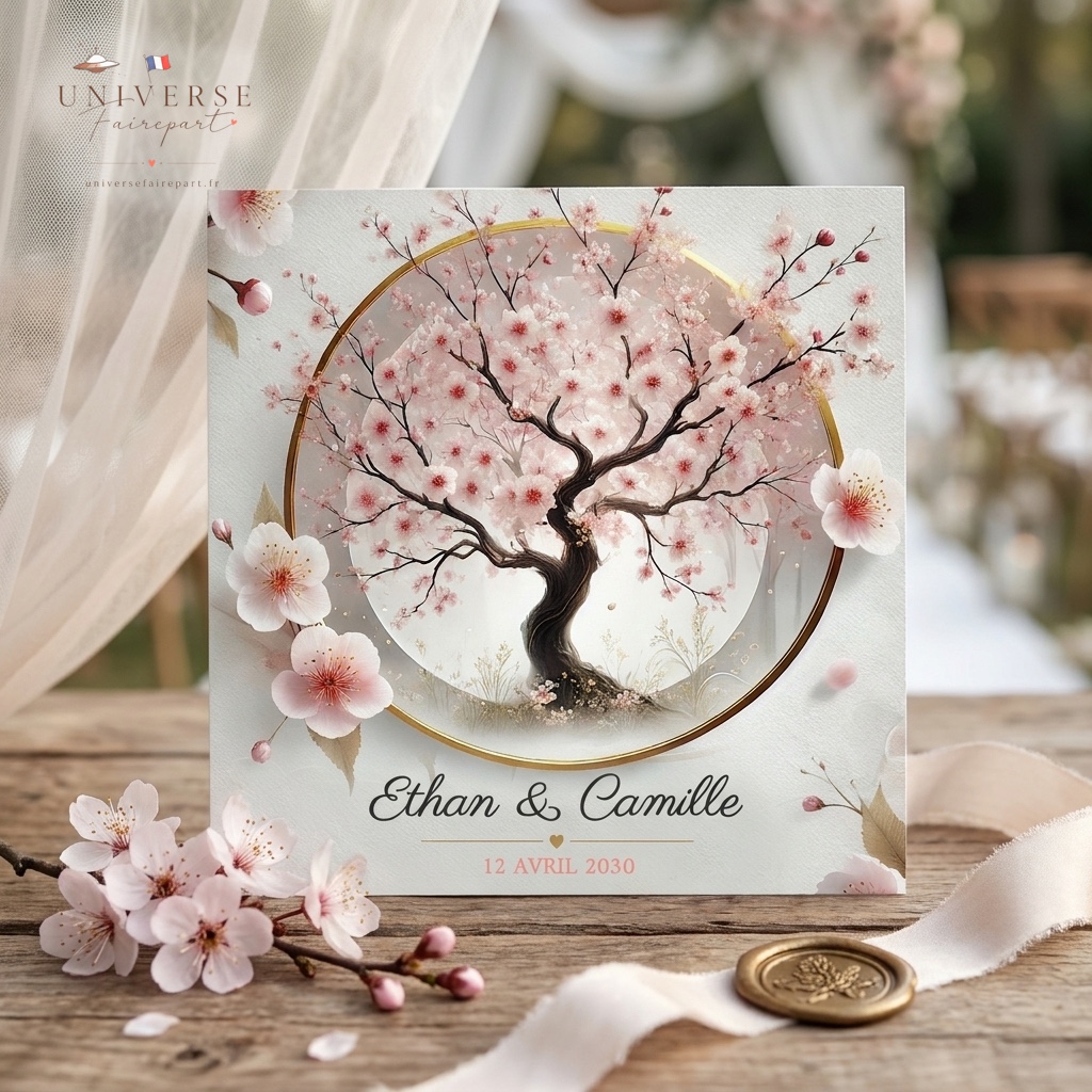 N°536 Faire-part de Mariage Sakura Arbre cerisier