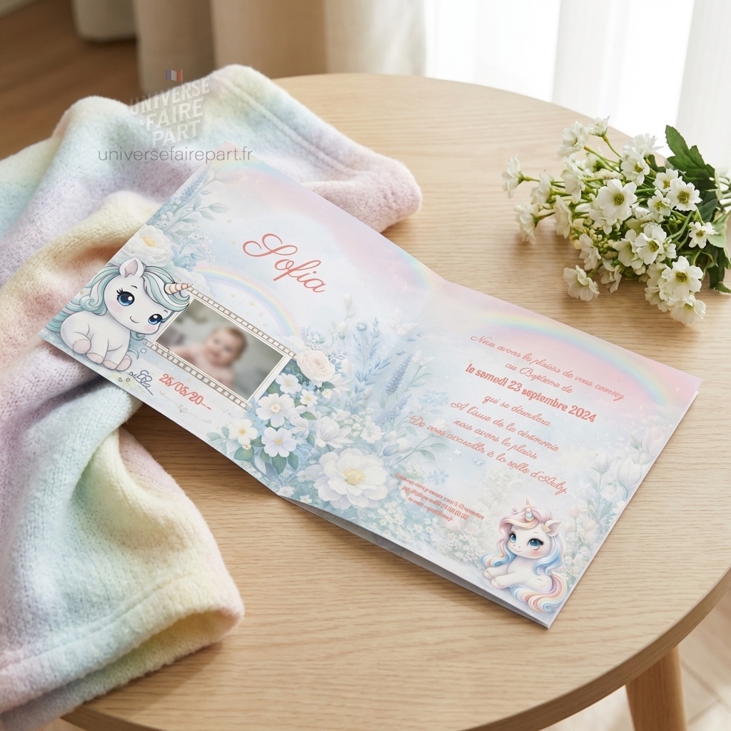 N°552 – Faire-part Licorne Fantaisie Enchantée