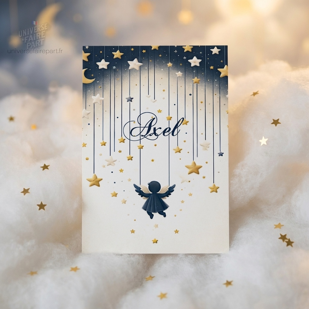 N°554-  Faire-Part de Naissance Ciel Étoilé  carte A5