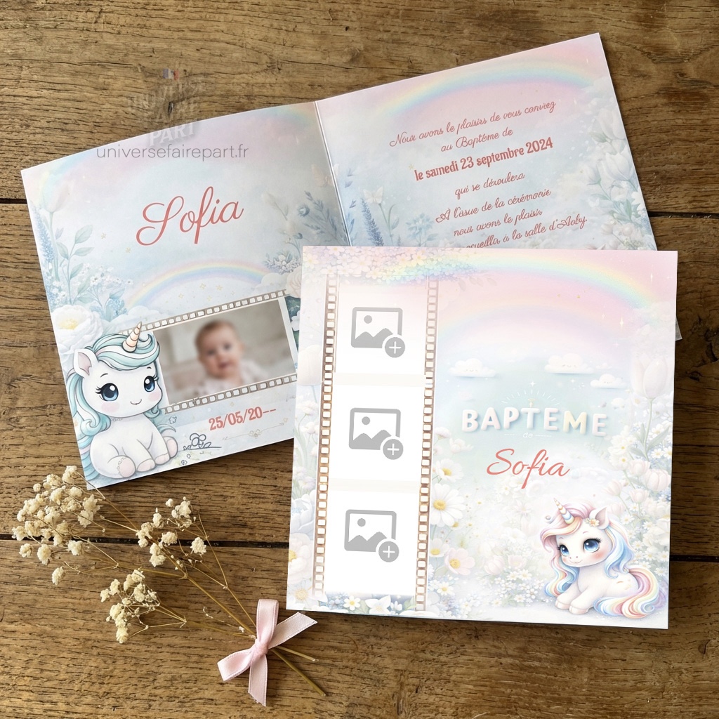 N°552 – Faire-part Licorne Fantaisie Enchantée